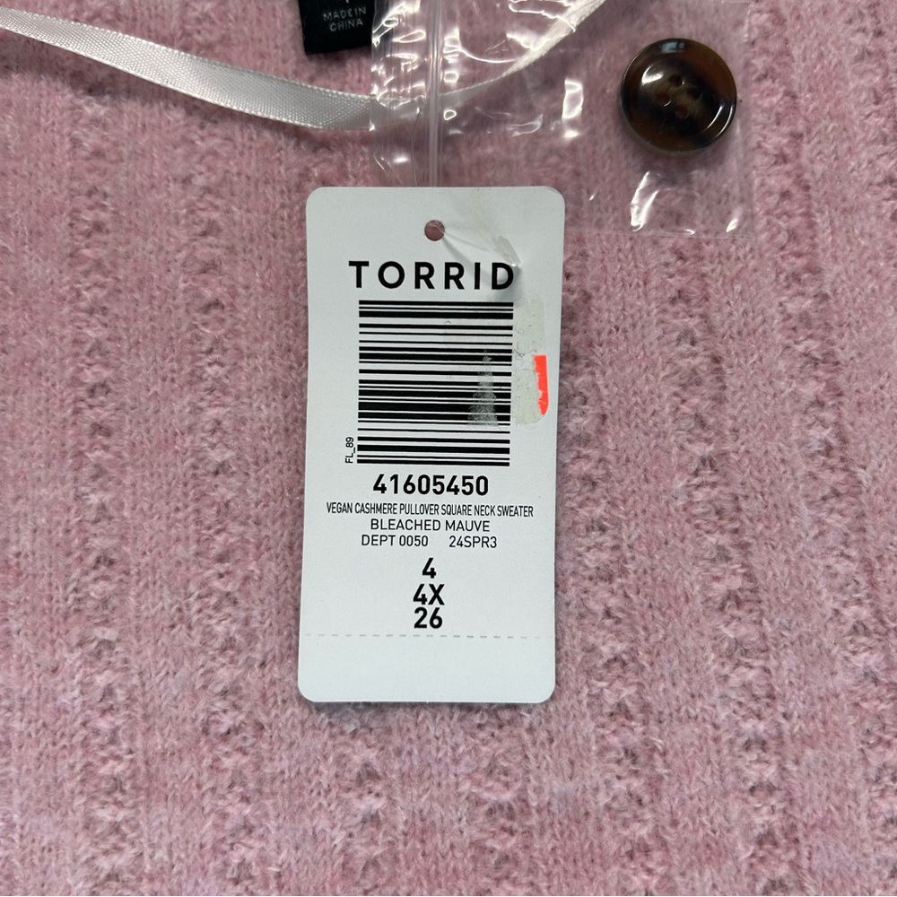 NWT Torrid Pink Vegan Cashmere Pullover Square Neck Sweater - Picture 4 of 5